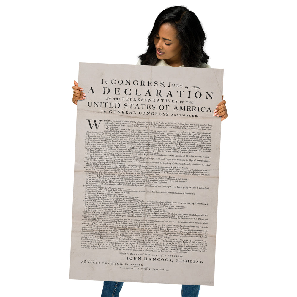 The 1776 Declaration of Independence Retro Poster - 24" x 36"
