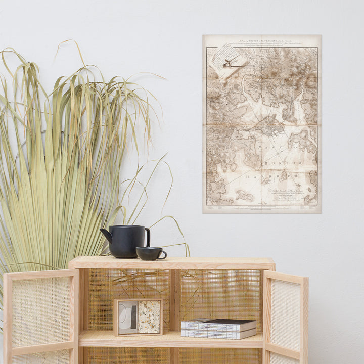 Boston Map Of Constructed Military Works In 1775-76 Retro Poster - 24" x 36"