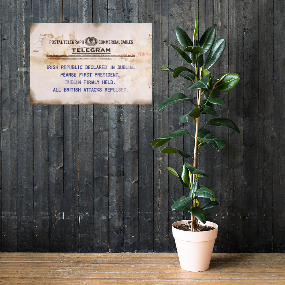 Irish Republic Declared Telegram Retro Poster - 36" x 24"