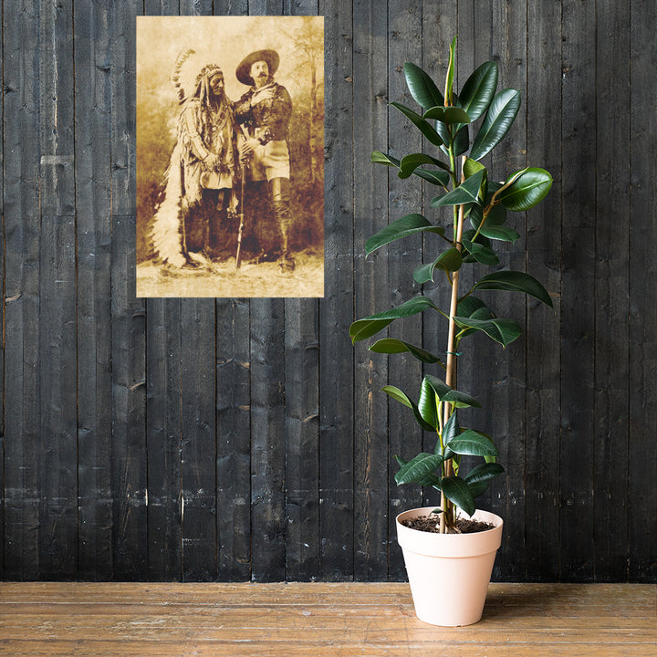Sitting Bull & Buffalo Bill Cody Retro Poster - 24" x 36"