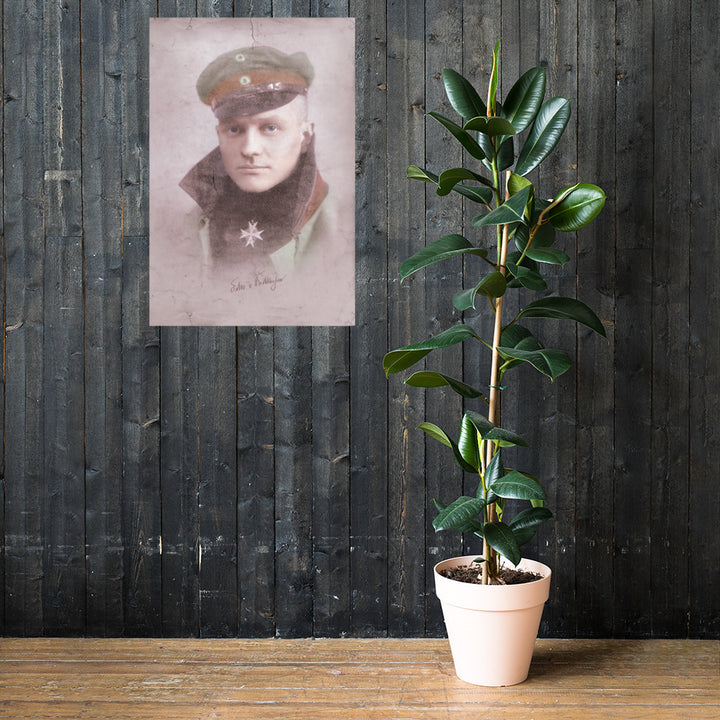 Manfred von Richthofen - The Red Baron Retro Poster - 24" x 36"