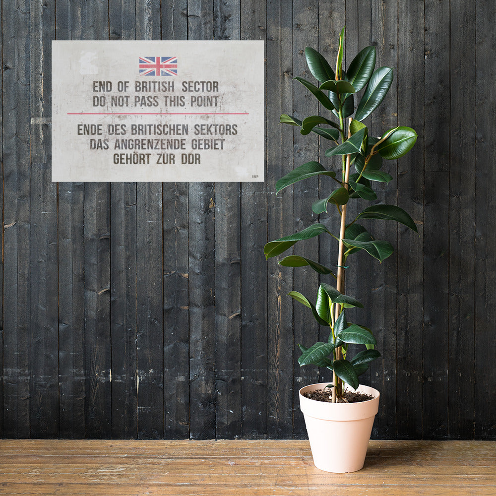 'End of British Sector/Do Not Pass This Point' Retro Poster - 36" x 24"