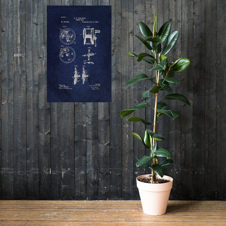 Fishing Reel Patent Pended 1896 Retro Poster - 24" x 36"