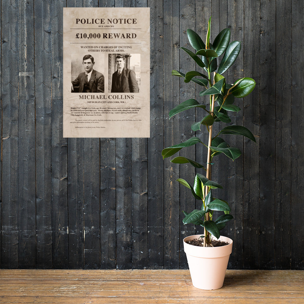 Michael Collins Wanted Man Retro Poster - 24" x 36"