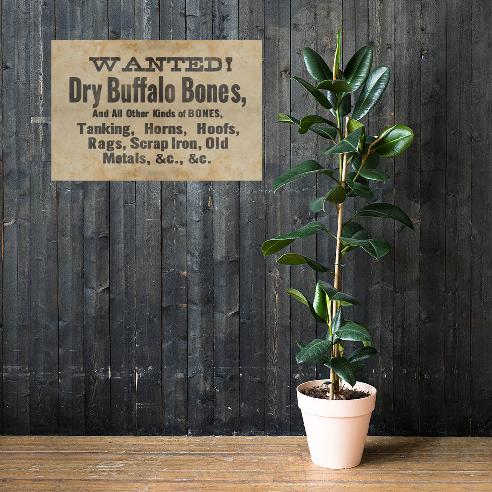 Wanted - Dry Buffalo Bones Retro Poster - 36" x 24"