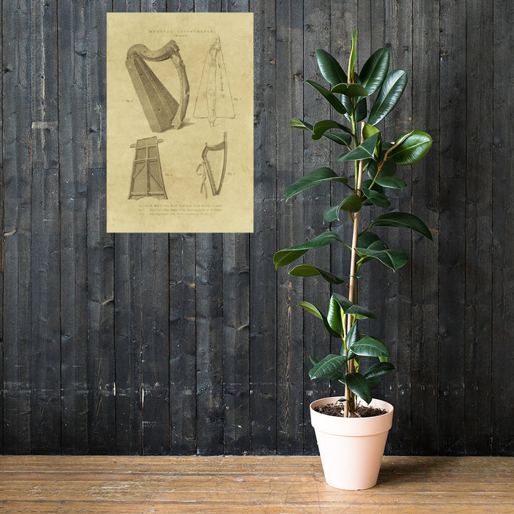 The Brian Boru Harp Retro Poster - 24" x 36"