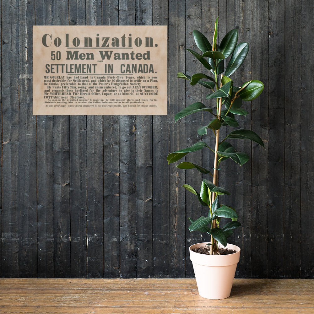 Canadian Colonists Wanted  Poster - Old West Poster Collection