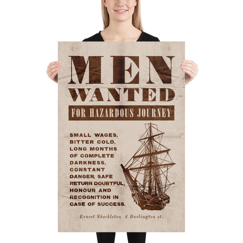 Shackleton's 'Men Wanted For Hazardous Journey' Retro Poster - 24" x 36"