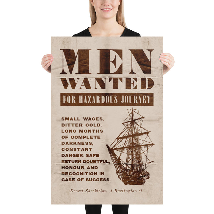 Shackleton's 'Men Wanted For Hazardous Journey' Retro Poster - 24" x 36"