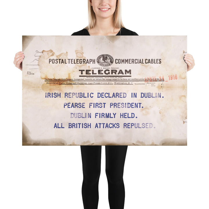 Irish Republic Declared Telegram Retro Poster - 36" x 24"