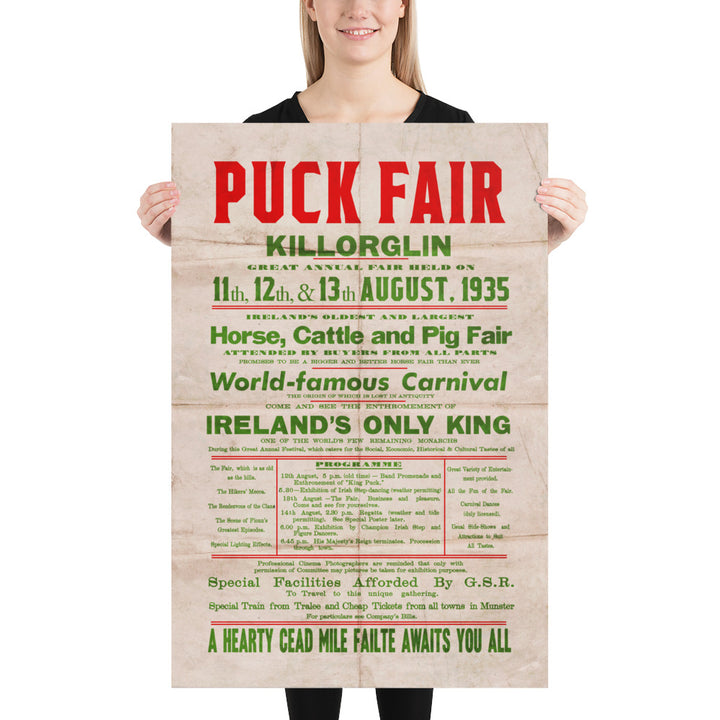 The Killorglin Puck Fair Retro Poster - 24" x 36"