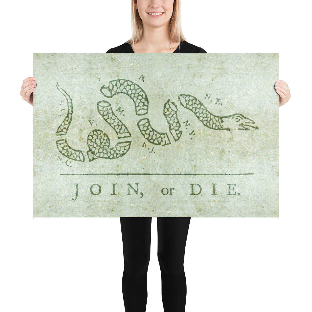 Benjamin Franklin's Join, or Die Retro Poster - 36" x 24"