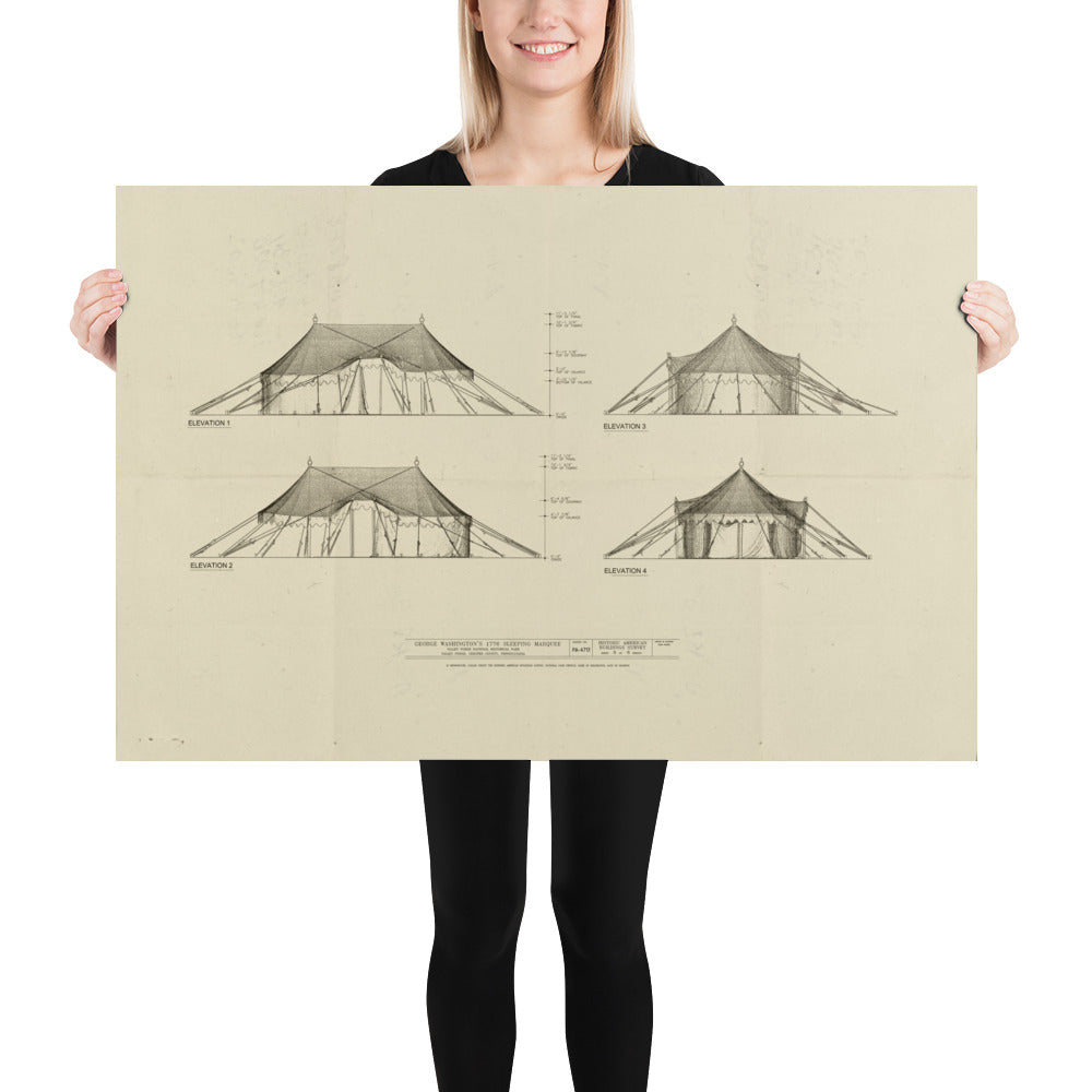 Washington's 1776 Sleeping Marquee Retro Poster - 36" x 24"