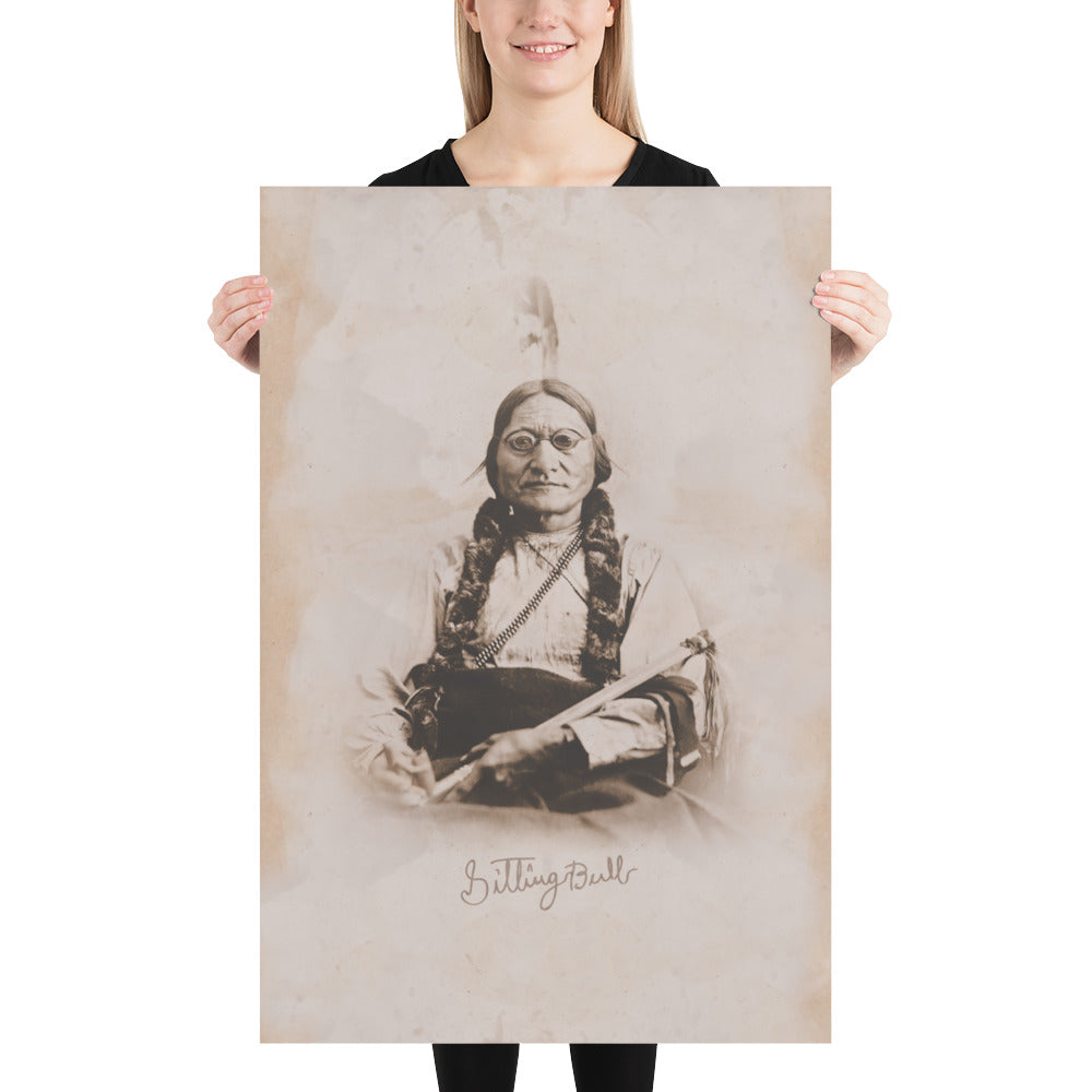 Lakota Leader Sitting Bull Retro Poster - 24" x 36"
