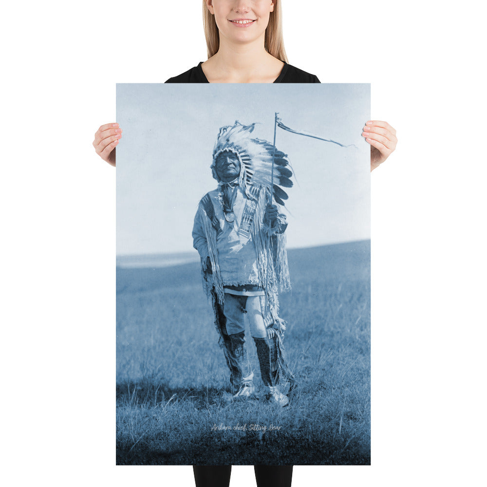 Arikara Chief Sitting Bear Retro Poster - 24" x 36"