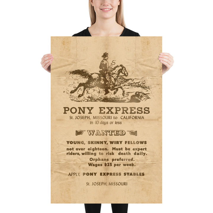 1860 'Riders Wanted' Pony Express Retro Poster - 24" x 36"