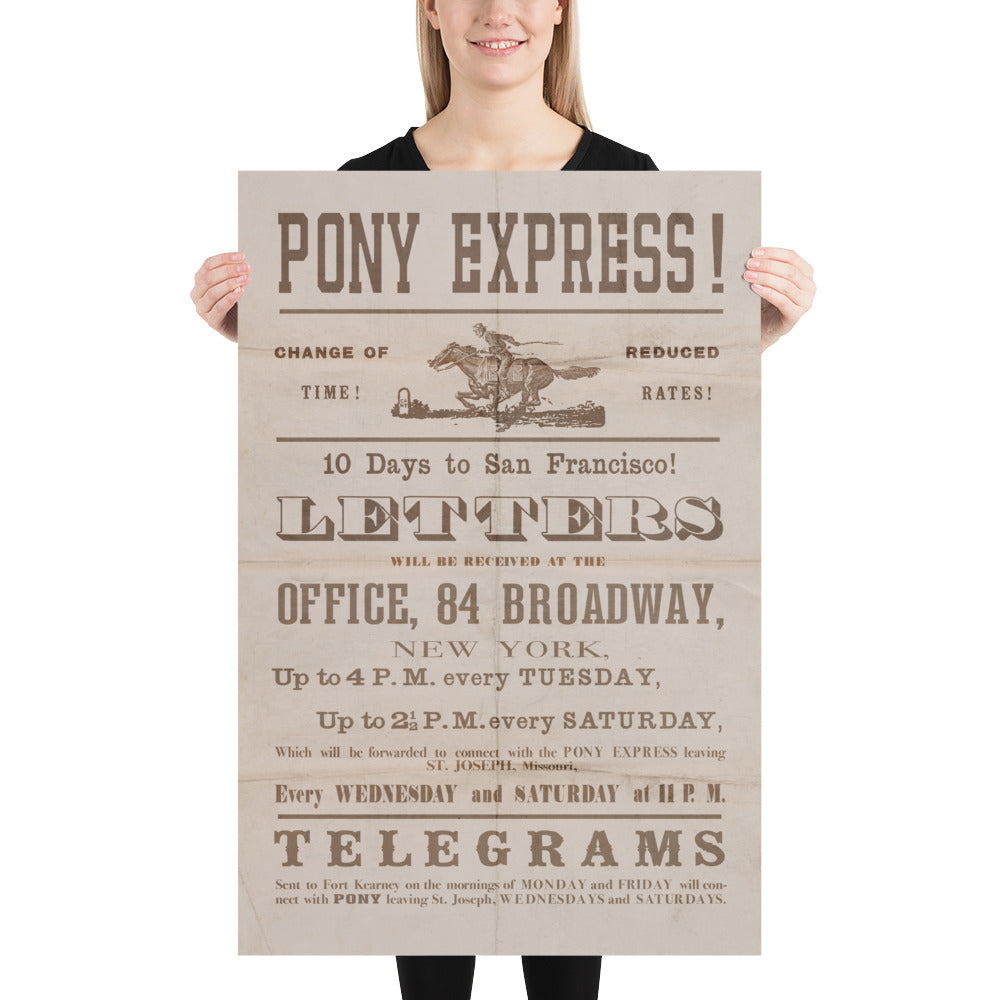 New York - San Francisco Pony Express Retro Poster - 24" x 36"