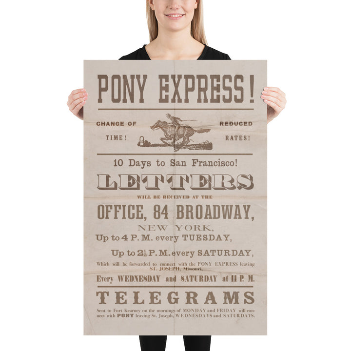 New York - San Francisco Pony Express Retro Poster - 24" x 36"