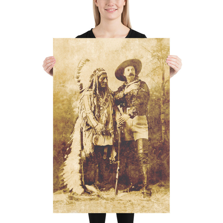 Sitting Bull & Buffalo Bill Cody Retro Poster - 24" x 36"