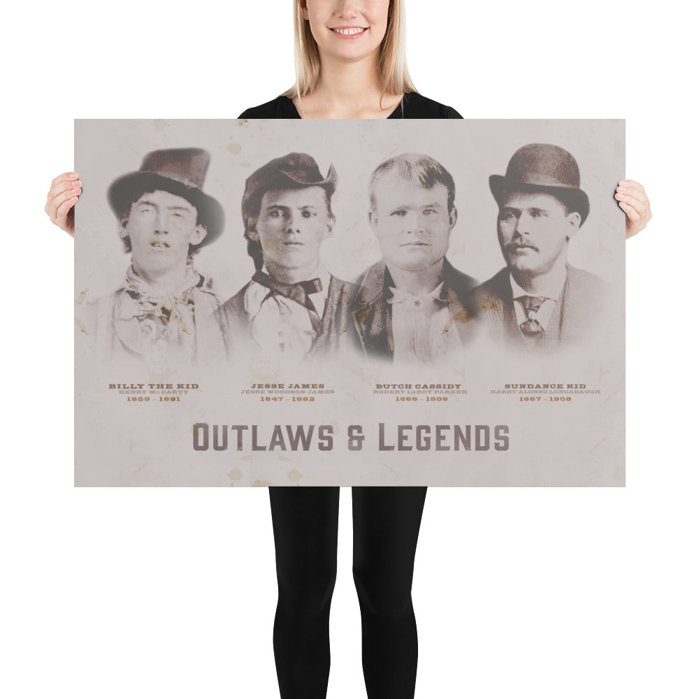 Outlaws & Legends Retro Poster - 36" x 24"