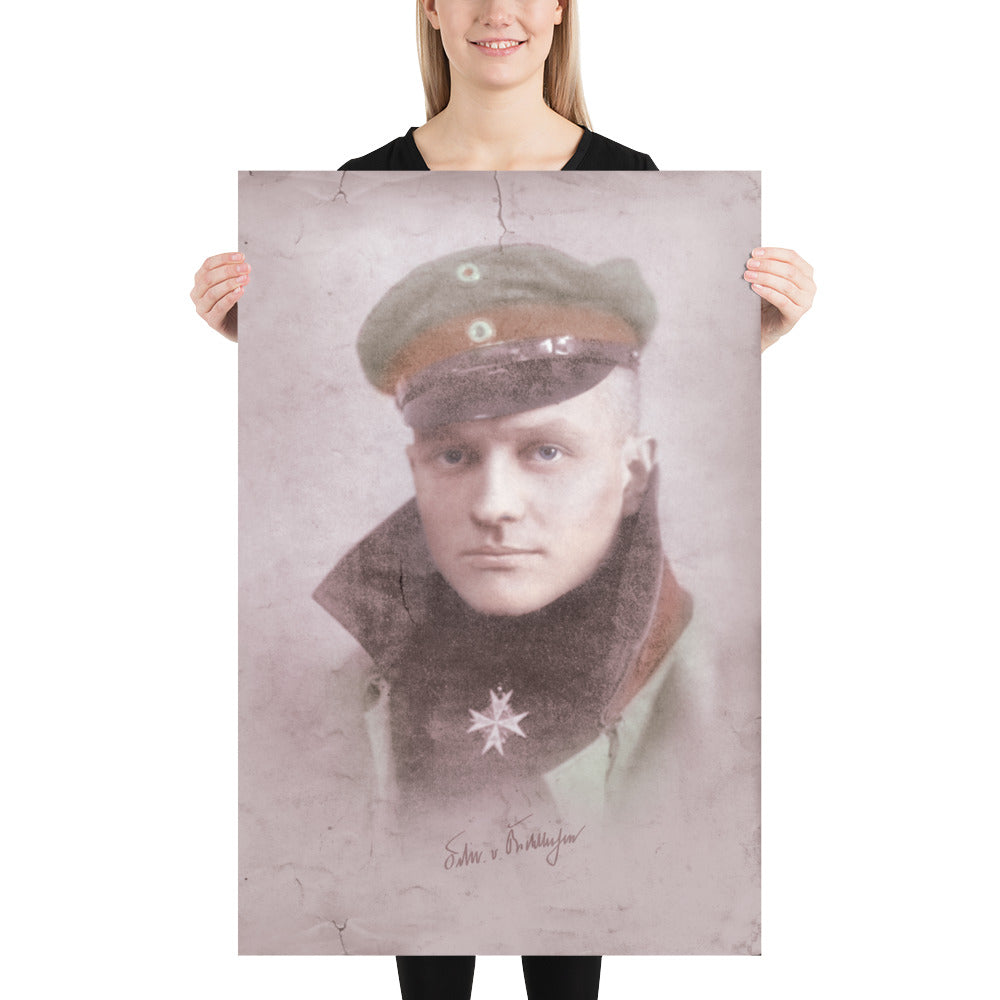 Manfred von Richthofen - The Red Baron Retro Poster - 24" x 36"