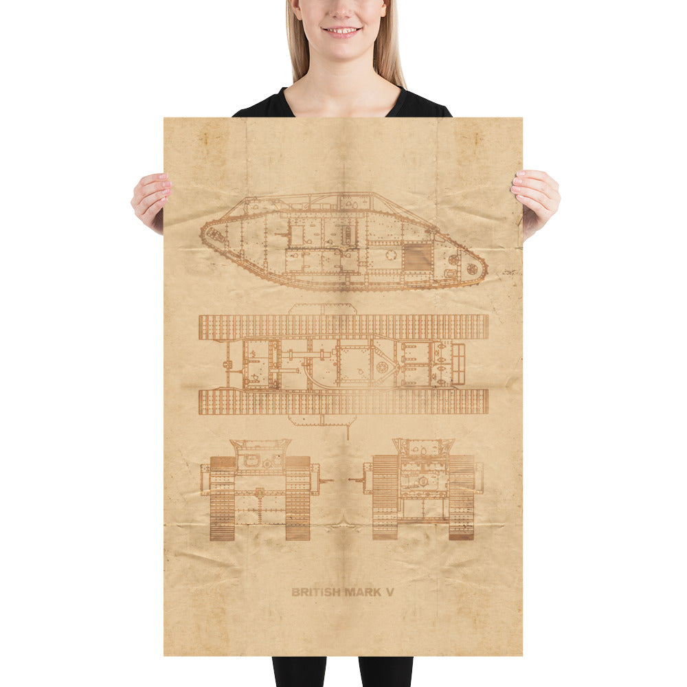 The British Mark V Tank Retro Poster - 24" x 36"