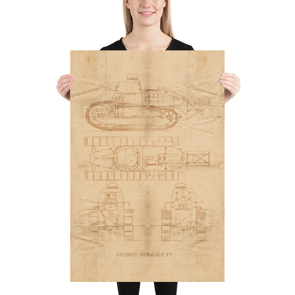 The Renault FT Tank Retro Poster - 24" x 36"