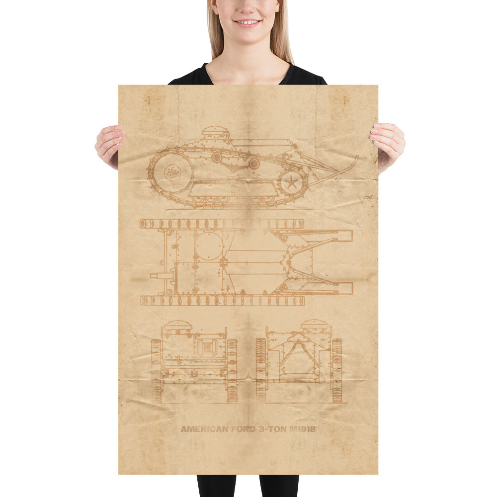 The Ford 3-Ton M1918 Tank Retro Poster - 24" x 36"