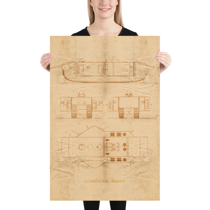 The German GK-Wagen Tank Retro Poster - 24" x 36"