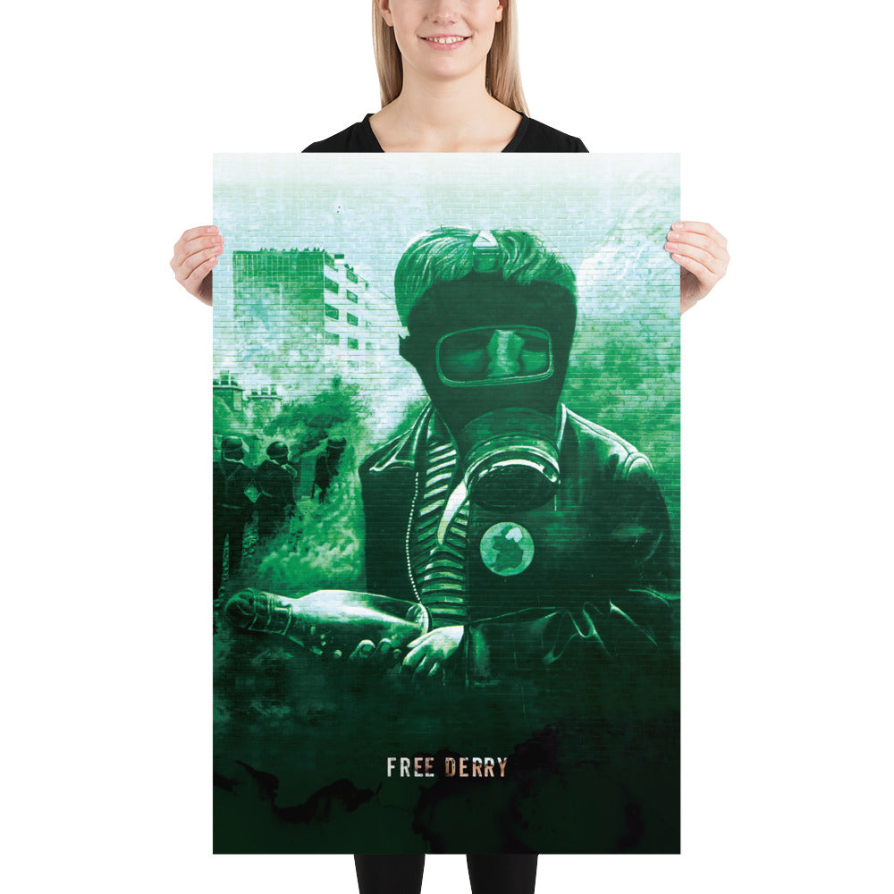 Free Derry - Saor Dhoire Retro Poster - 24" x 36"