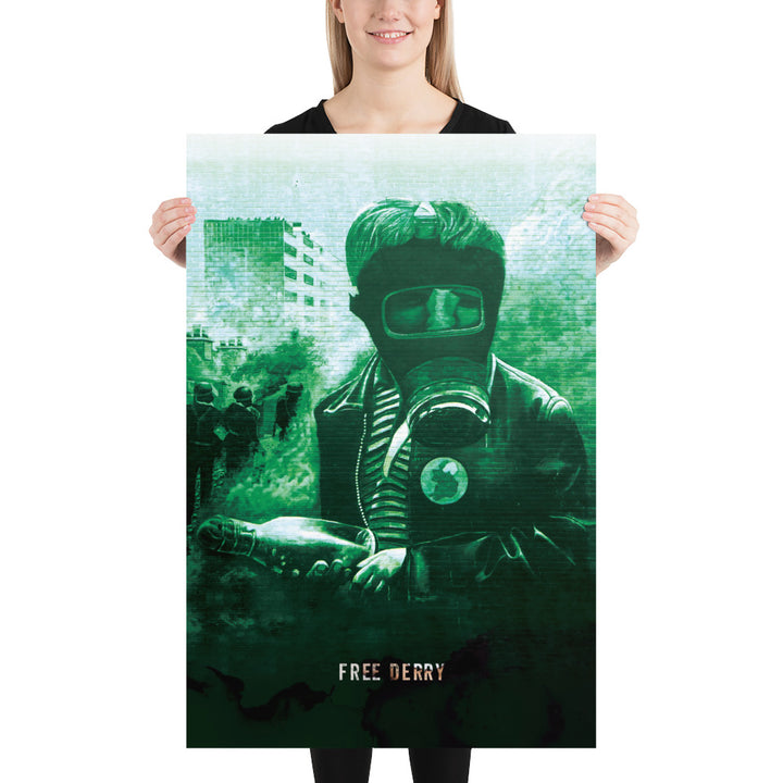 Free Derry - Saor Dhoire Retro Poster - 24" x 36"