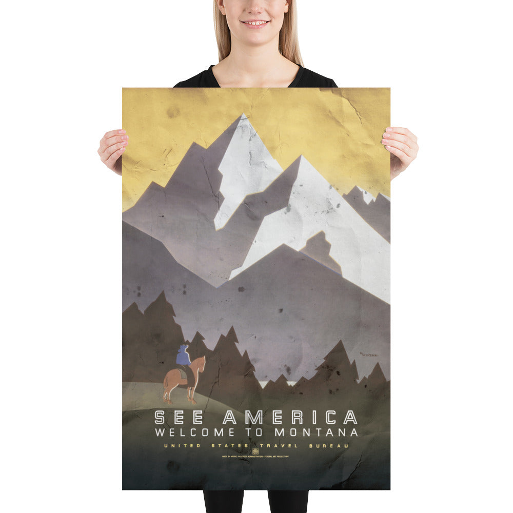 'See American' Montana Retro Poster - 24" x 36"