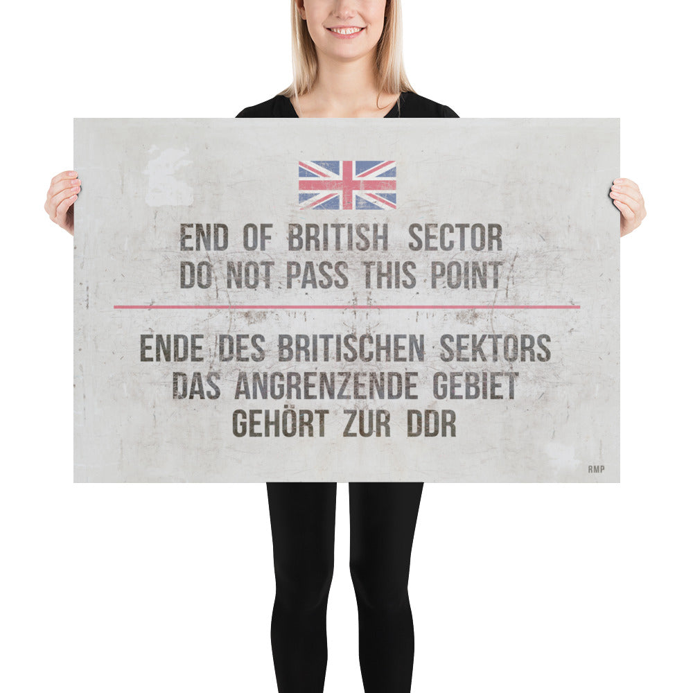 'End of British Sector/Do Not Pass This Point' Retro Poster - 36" x 24"
