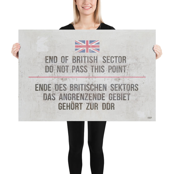 'End of British Sector/Do Not Pass This Point' Retro Poster - 36" x 24"