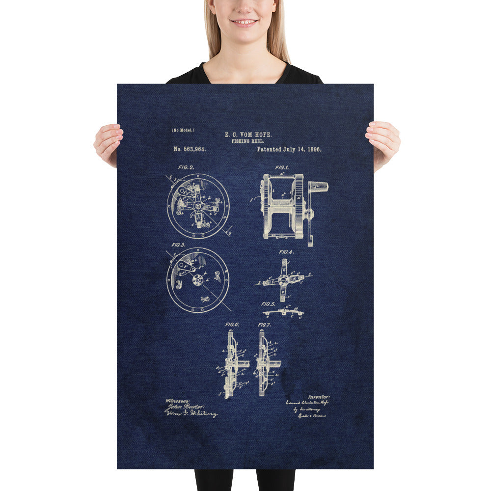 Fishing Reel Patent Pended 1896 Retro Poster - 24" x 36"