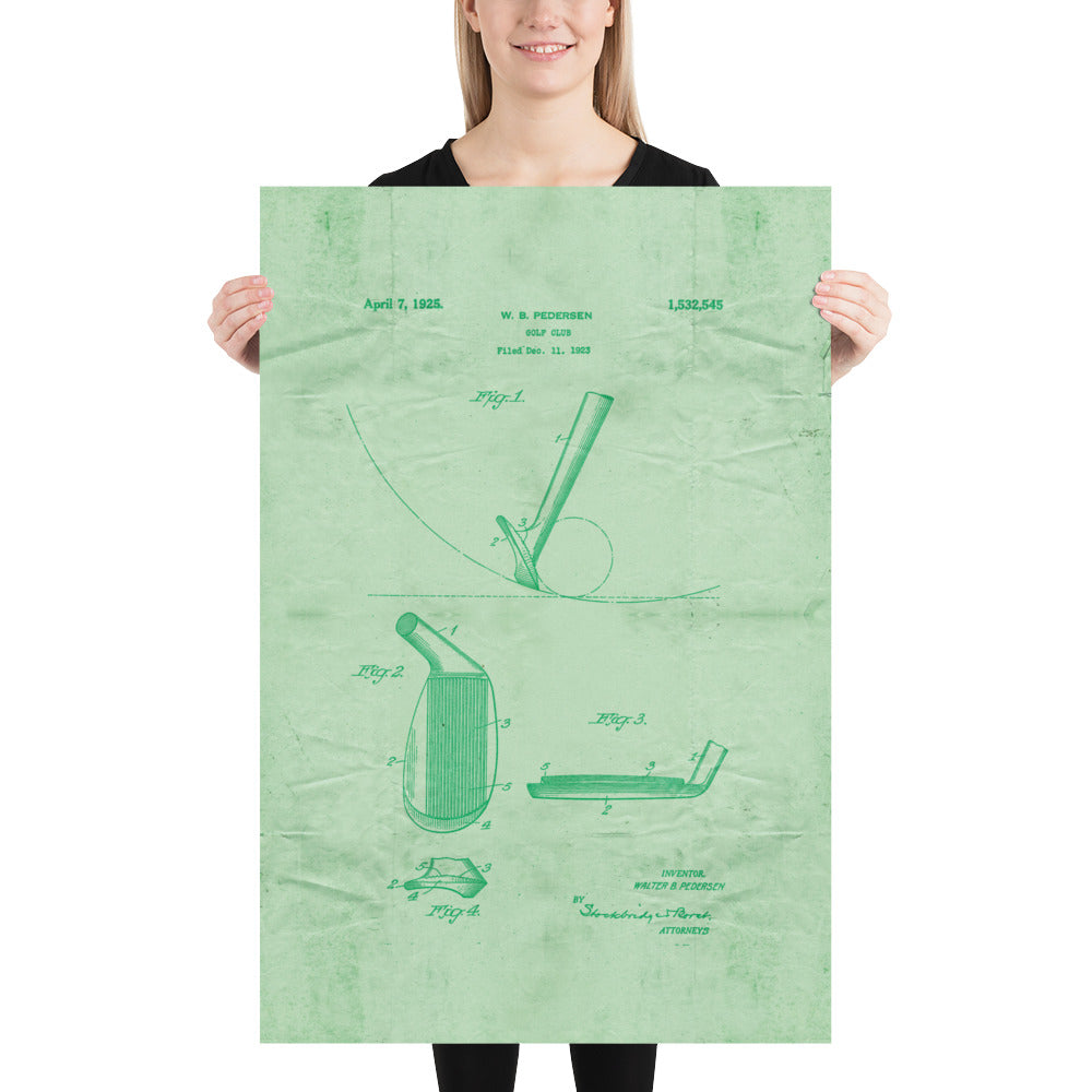 Golf Wedge Patent Pended 1925 Retro Poster  - 24" x 36"