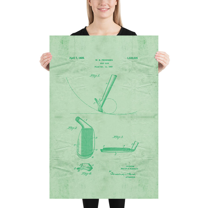 Golf Wedge Patent Pended 1925 Retro Poster  - 24" x 36"