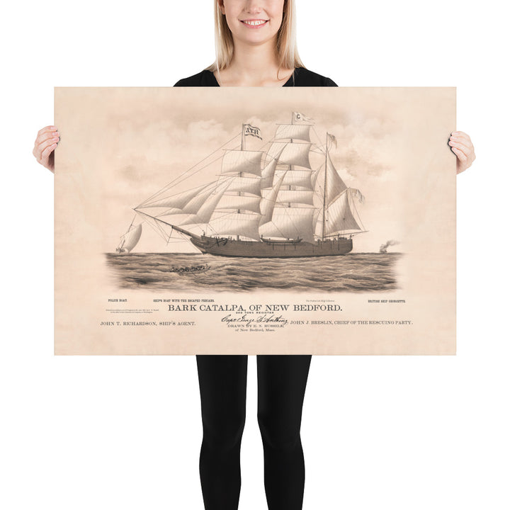 The Fenian Catalpa Rescue of 1876 Retro Poster - 36" x 24"