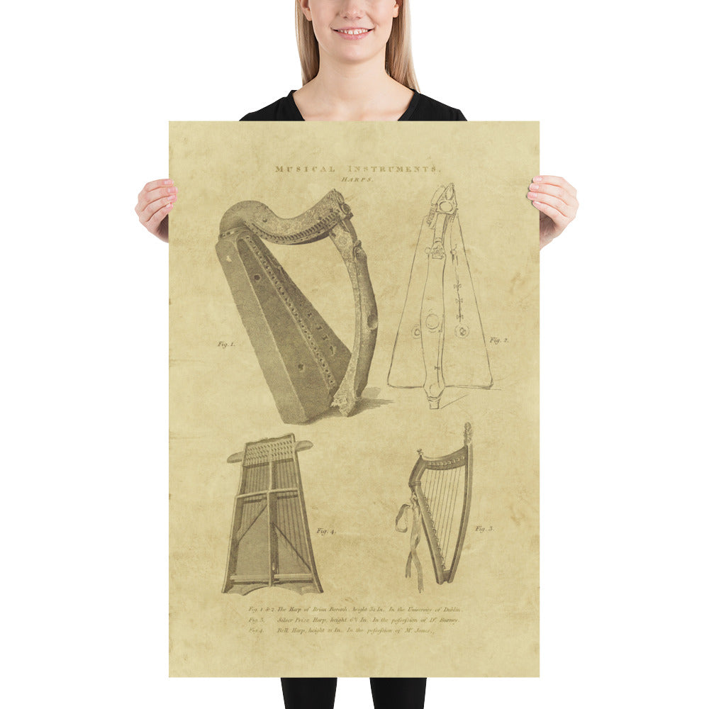 The Brian Boru Harp Retro Poster - 24" x 36"