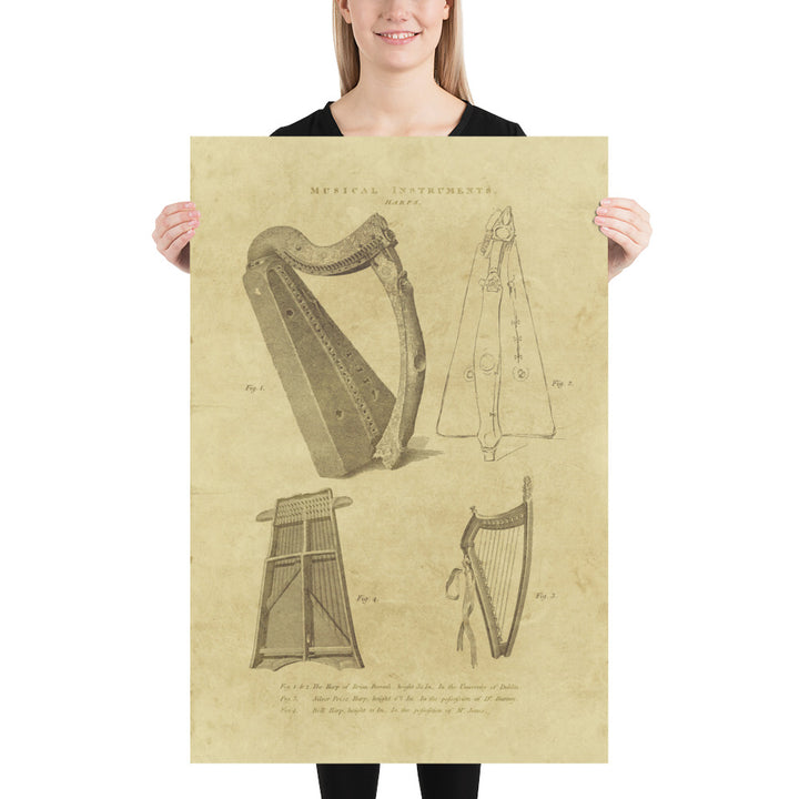 The Brian Boru Harp Retro Poster - 24" x 36"