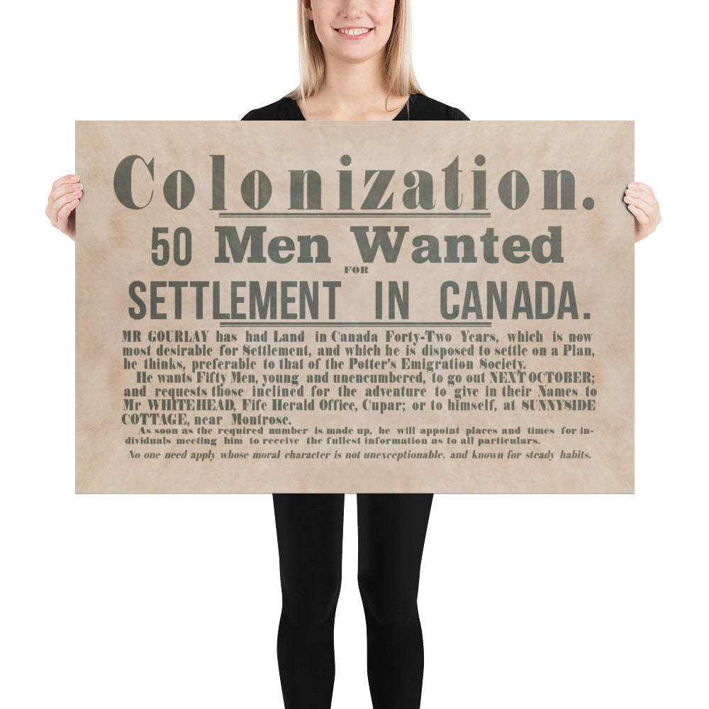 Canadian Colonists Wanted  Poster - Old West Poster Collection