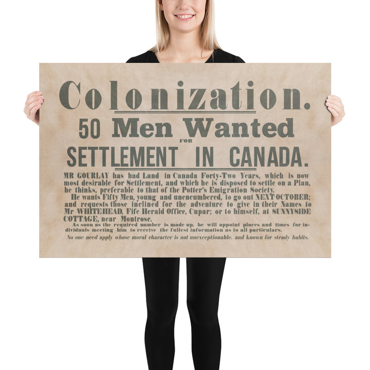 Canadian Colonists Wanted  Poster - Old West Poster Collection