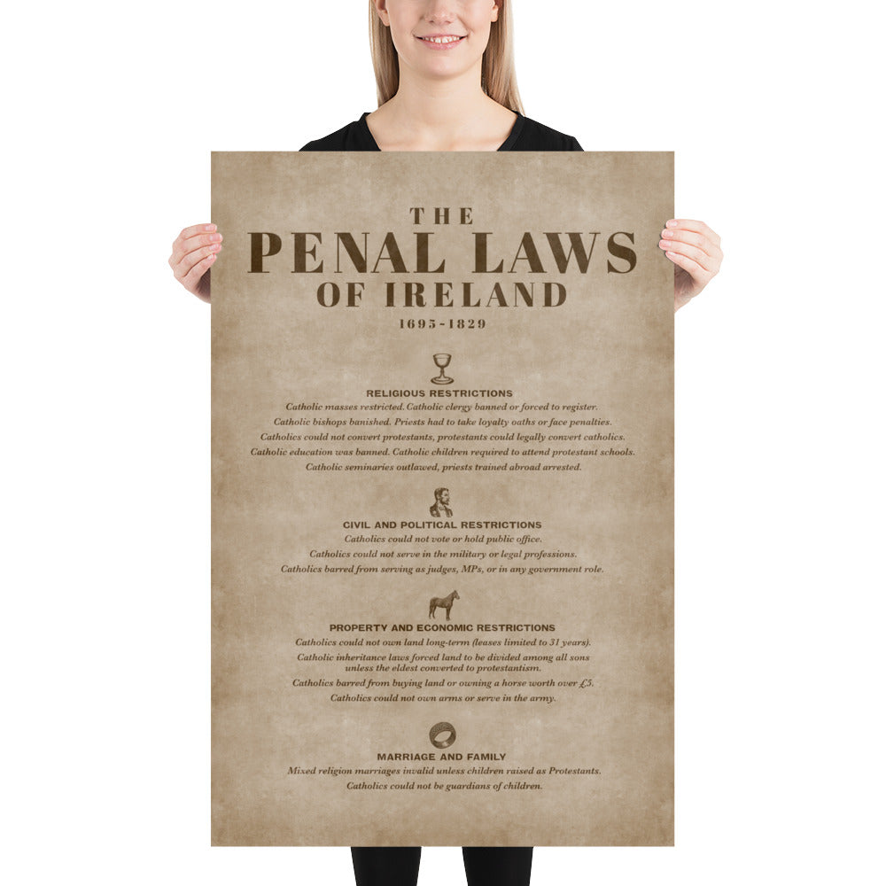 The Penal Laws Of Ireland Retro Poster - 24" x 36"