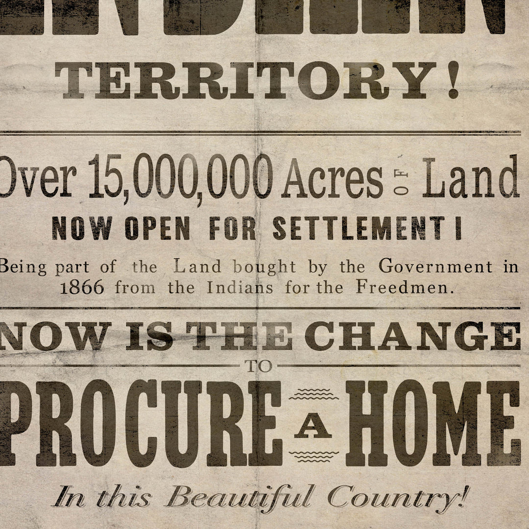 'Grand Rush For Indian Territory' Retro Poster