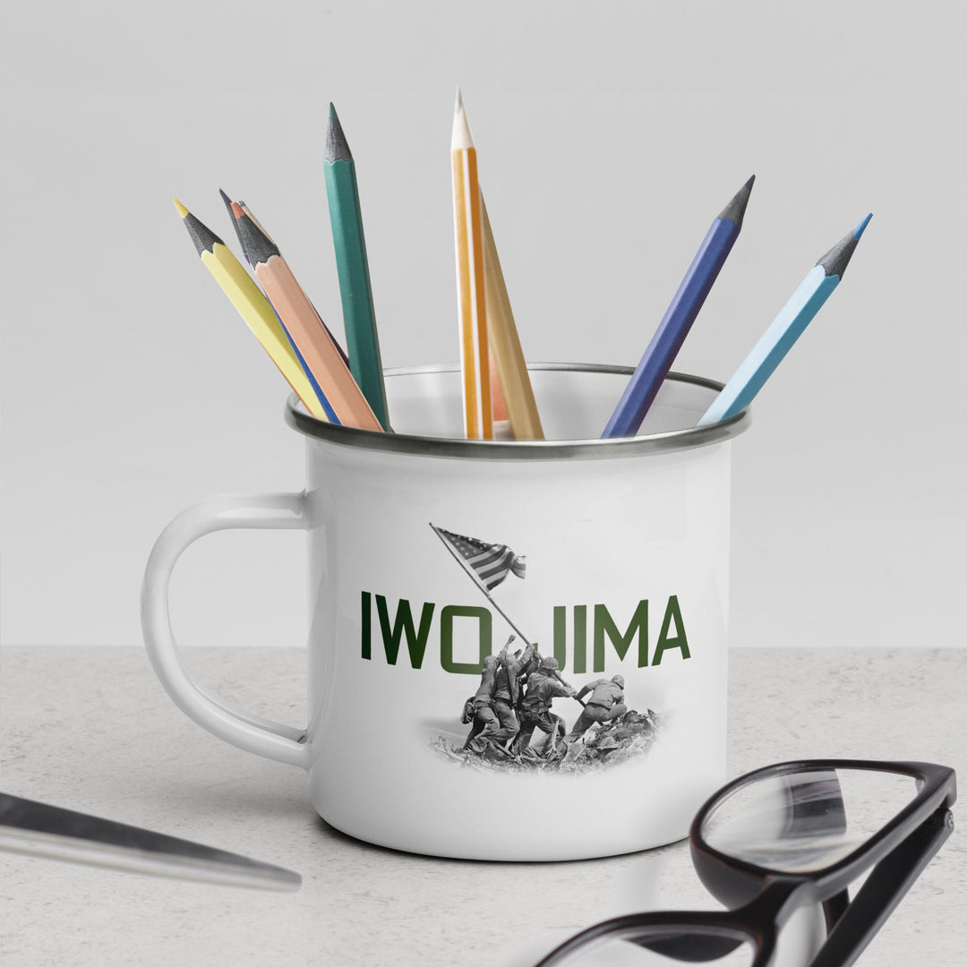 Iwo Jima 1945 Enamel Retro Mug (12 oz)