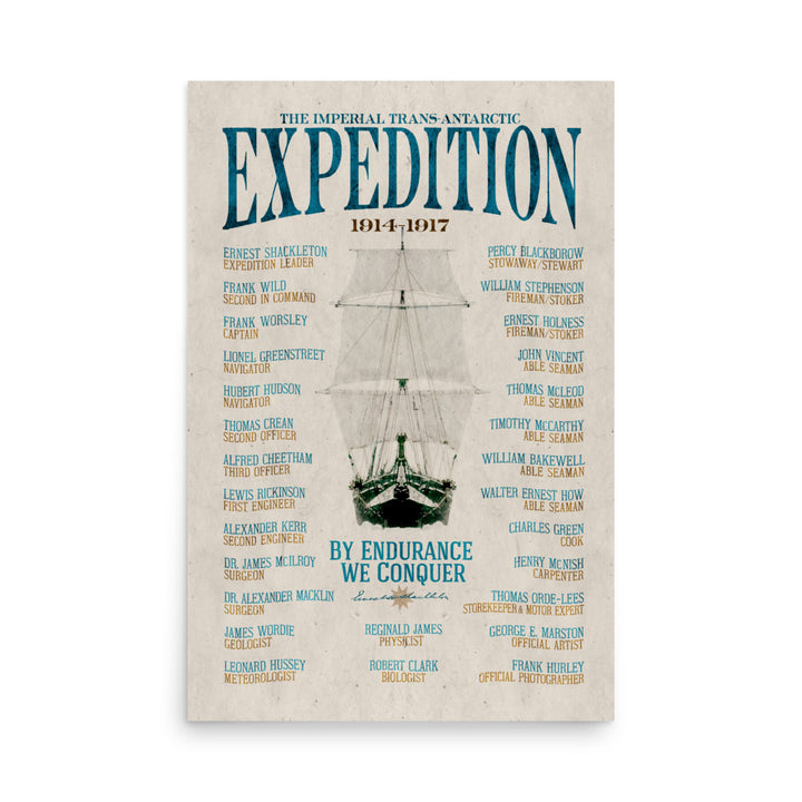 The Shackleton Endurance Crew Retro Poster - 24" x 36"