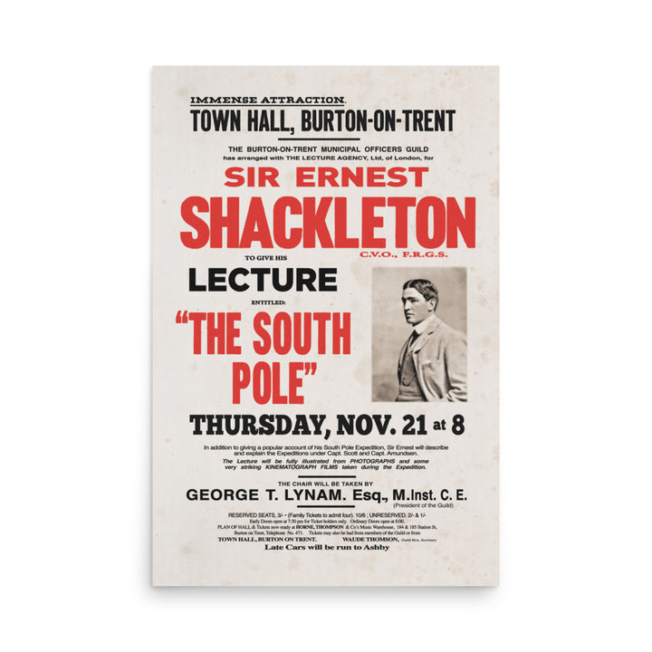 The Shackleton South Pole Lecture Retro Poster - 24" x 36"