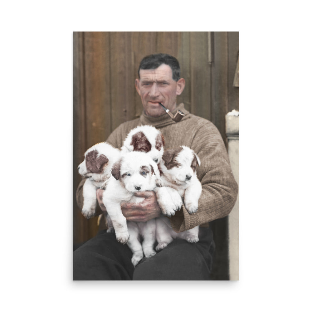 Tom Crean And "His Pups” Retro Poster - 24" x 36"