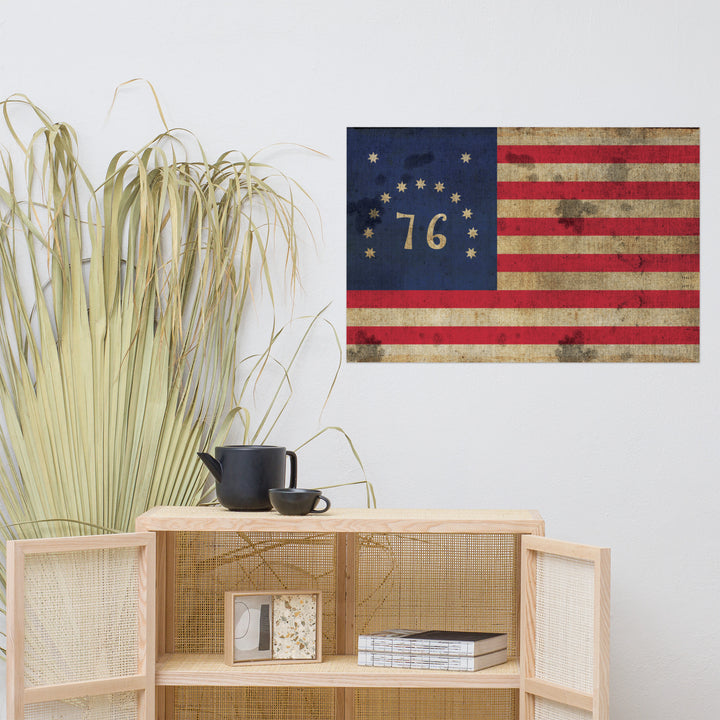 The Bennington 76' Flag Retro Poster - 36" x 24"