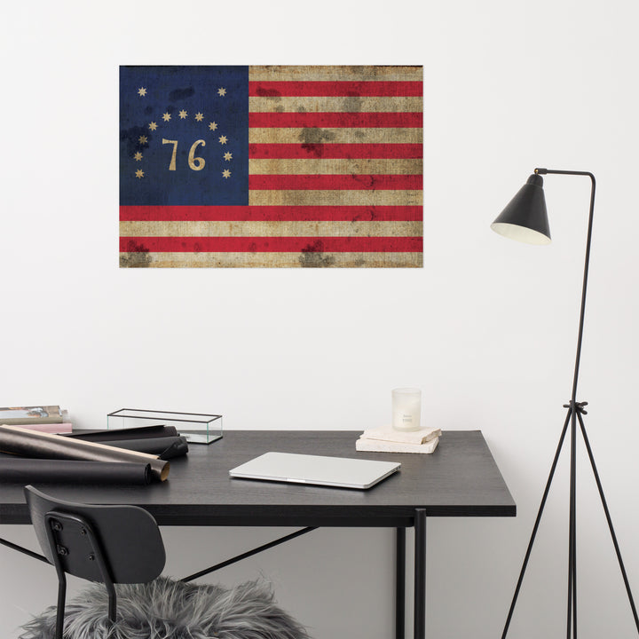 The Bennington 76' Flag Retro Poster - 36" x 24"